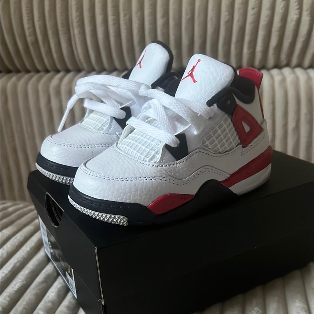 Kids White and Red Sneakers